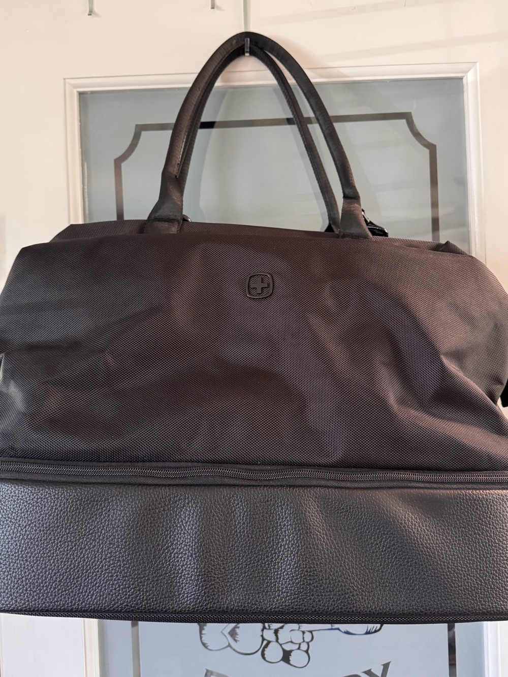 Black Weekender Travel Bag with Bottom Compartment